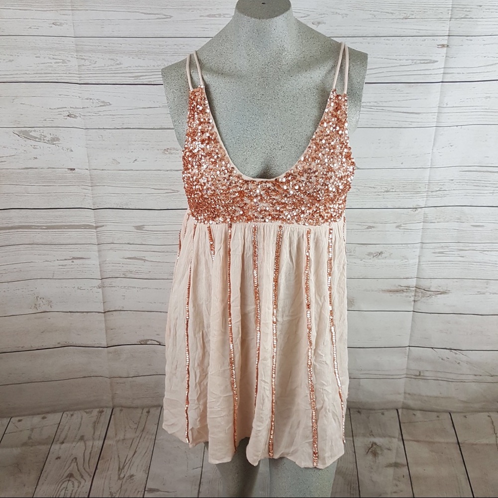 Intimately Free People Sequined Mini Dress Nude